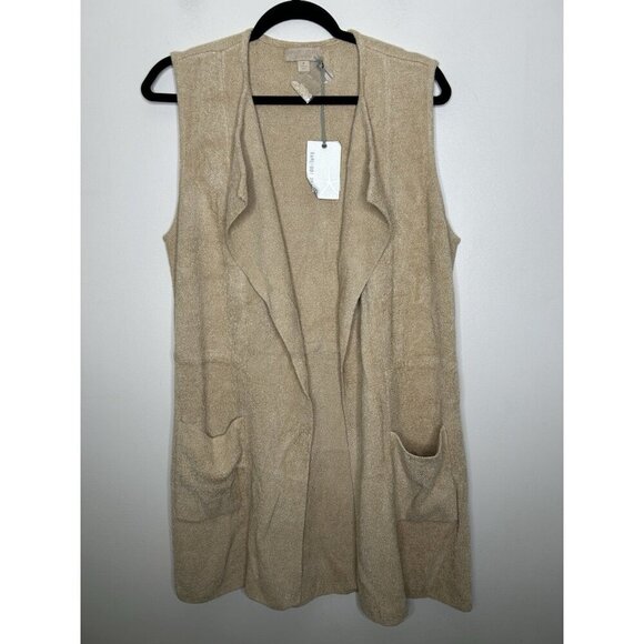 Barefoot Dreams CozyChic Ultra Lite Cascading Vest Carmel Size Medium NWT - Picture 1 of 11